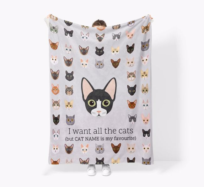 I Want All The Cats: Personalised {breedFullName} Premium Sherpa Fleece Blanket
